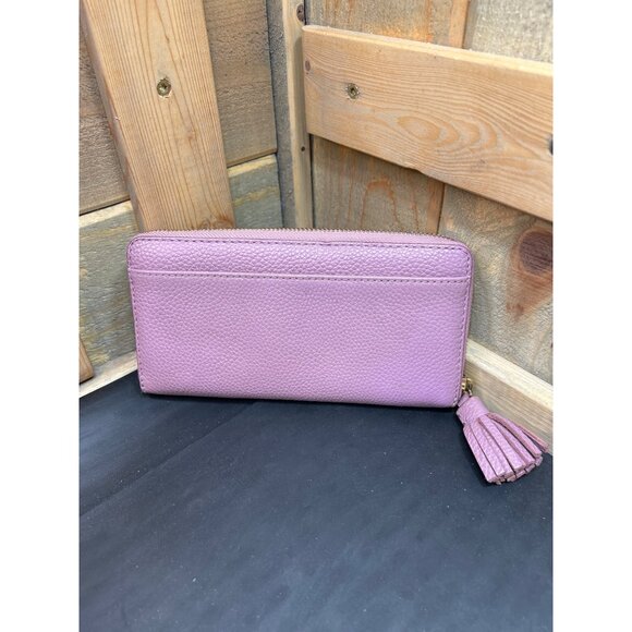 KATE SPADE Pebbled Leather Zip Around Wallet In Lilac Purple With Tassel Gold Ha - Picture 4 of 10